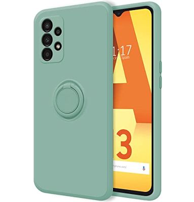 Case vloeibare siliconen ultrazacht hoesje met ring voor Samsung Galaxy A13 4G, groen