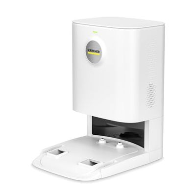 Kärcher Afzuigstation RCV 5, origineel accessoire voor de Kärcher RVC 5 robotstofzuiger, voor langdurige autonome reiniging, met oplaadfunctie, kabelbeheer en 4-liter vliesfilterzak