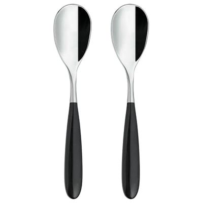 Rockingham Forge Yin and Yang Lot de 2 cuillères à café de luxe en acier inoxydable 18/10 – poignées en noir, plastique PBT