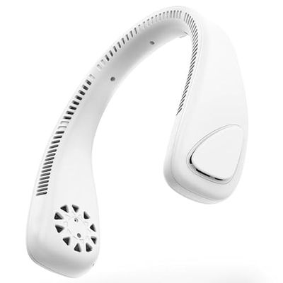Eden pulse Ventilateur blanc de cou, refroidissement à 360°, rechargeable USB, plusieurs vitesses