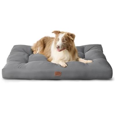 Bedsure Cama Perro Impermeable Extra Grande - 111x89x10 cm Colchón Perro Lavable, Cojín Perro Antipelo y Suave, Gris, XL