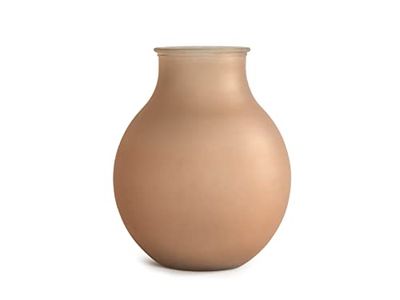Home Jarrón Cuello Ancho de Cristal Reciclado Satinado Color Marrón 35,5 cm, Decoración, Design, Home, Casa