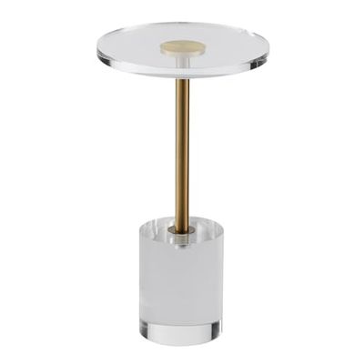 VEVOR Clear Acrylic End Table, Acrylic Side Table with a Solid Base, 11.9 x 11.9 inch Round Tabletop, 21.4 inch High, for Coffee, Drink, Food, Snack used in Living Room, Bedroom, and Study