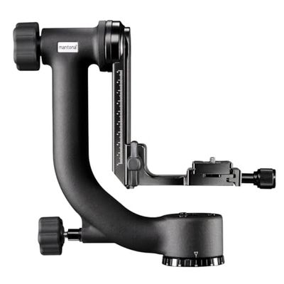 Mantona Gimbal TK-I Cabeça de tripé para teleobjetivas (Inclui sapato de mudança rápida, conexão de 3/8"), preto