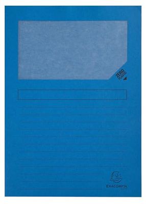 Exacompta - Réf. 50102E - Carton de 4 paquets de 100 chemises à fenêtre Forever® 120 g/m² - couleurs vives - chemises 100% recyclées et certifiées Ange Bleu - dim 22 x 31 cm pour A4 - bleu vif