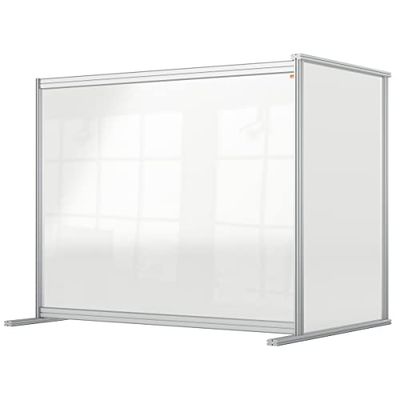 Nobo genomskinlig akryl skrivbordsdelare, 1,4 m hög, fristående skyddande sociala distansspärr, vakt- och skärmsystem, premium plus 1200 x 1000 mm 1915496