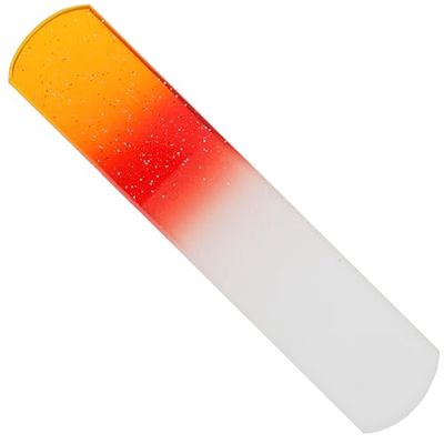 Lima in vetro per pedicure double face, giallo/rosso con glitter, lunghezza: 13,5 cm