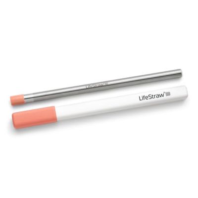 LifeStraw Sip - återanvändbart filtersugrör i rostfritt stål med fodral, eliminerar mikroplast, bakterier och parasiter för resor och daglig användning, aprikos