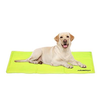 Relaxdays Tappetino Refrigerante per Cani, 60 x 100 cm, Tappeto Rinfrescante con Gel, Materassino Fresco Gatti, Verde