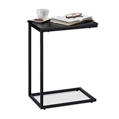 Relaxdays Mesa auxiliar, metal DM, preto, 61 x 30 x 45 cm