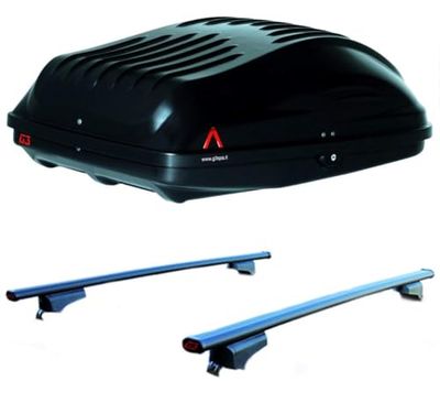 Set BOX + Barre Portatutto realizzato per ZAFIRA/TOURER dal 2005 al 2012 capiente 220 Litri Colore Nero con Chiave Barre 127 CM + Kit Attacchi