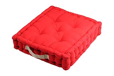 Stof – Cojín de Suelo – Talla 45 x 50 cm – 100% algodón – Color Rojo – Modelo Duo – Grosor Ideal, cómodo y Elegante – Agradable al Tacto