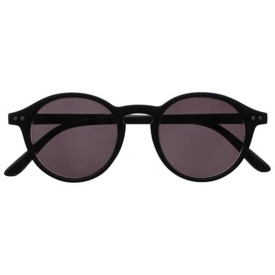 OPULIZE REY Occhiali da Lettura con Lenti da Sole - Montatura Rotonda Retro - Nero Opaco - Uomo Donna - Cerniere a Molla - S56-1 - +1.50