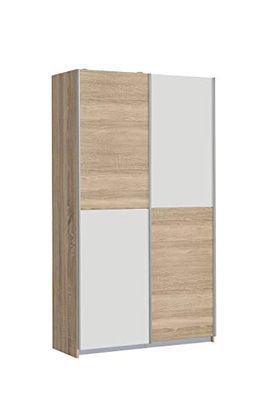Forte Armário multiusos Ohio 40, moderno, 2 portas de correr, branco / carvalho Sonoma, 120 x 190,5 x 42 cm