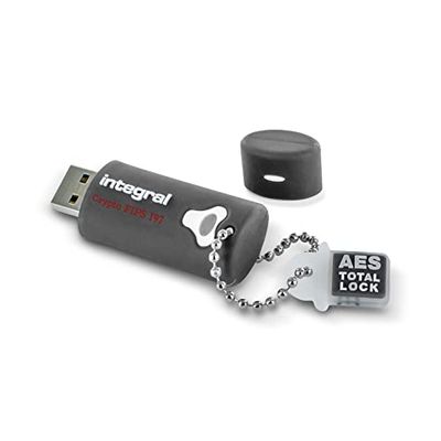 Integral Clé USB 64go Crypto-197 256-Bit 3.0 USB Mémoire Flash Drive cryptée - Certifiée selon la norme FIPS 197, Design étanche à double couche XTS-AES