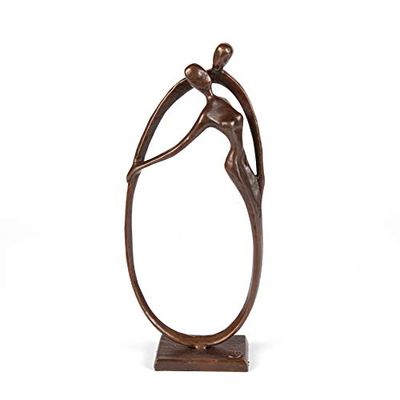 DANYA B. Sculpture Cercle d'amour en Bronze - Décoration d'intérieur contemporaine Moderne et élégante - Couple embrassant l'éternel pour Mariage, Anniversaire ou Cadeau