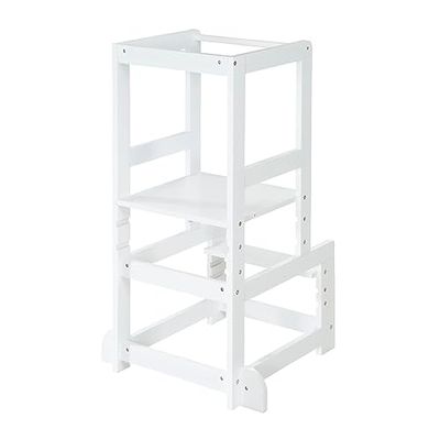 roba Torre de Aprendizaje Montessori - Taburete Seguro para niños - como ayudante de Cocina - Soporta hasta 80 kg - Madera Blanco