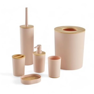 Access SDB, Lot de 6, en Plastique, Bambou, Ensemble Complet, Pink