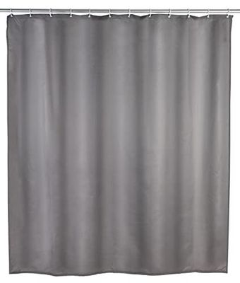 WENKO 20044100 Cortina de duche unissexo, cinzento, anti-mofo, antibacteriana, lavável, plástico - poliéster, cm, cinzento