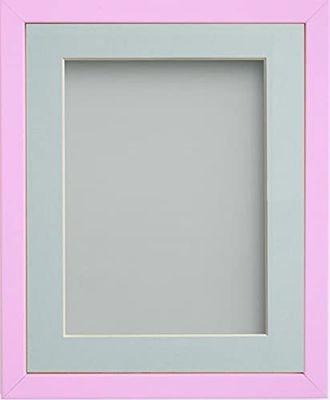 Frame Company Jellybean Range Pink Wooden 14x11 inch Picture Photo Frame with Light Blue Mount for Image 12x8 inch * Choice of Colours & Sizes* Fitted with Perspex