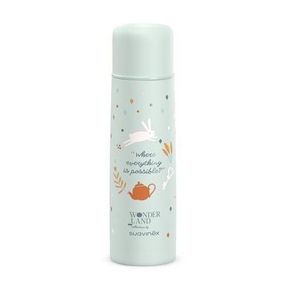 Suavinex, Bouteille Isotherme, Thermos Bébé 100% Inox. Maintient la Température Pendant Plus de 6 Heures. Hermétique, Fermeture Par Pression. Qualité et Résistance. 500 ml, Wonderland, Vert
