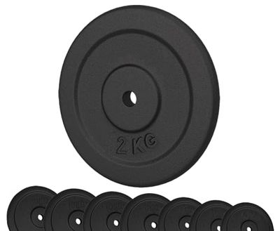 G5 HT SPORT Halterschijven van gietijzer, diameter 25 mm, voor sportschool en thuisgym, van 0,5 tot 20 kg, voor halters en lange halters (1 x 2 kg)