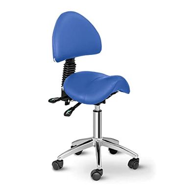 Physa Zitbank met rugleuning, ergonomisch, voor paarden, Berlijn Blue (90-120°, 55-69 cm, 150 kg, draaibaar, wielen, blauw)