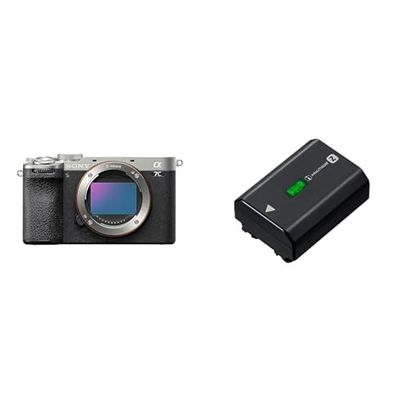 Sony Alpha 7CII di Sony | Fotocamera mirrorless full-frame (compatta, 33 MP, autofocus in tempo reale, 10 fps, video in 4K, display touch orientabile) + batteria NP-FZ100 (Argento)