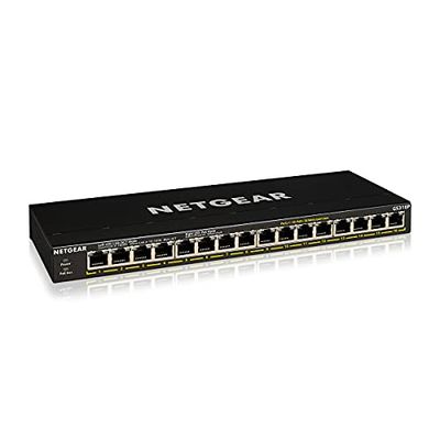 NETGEAR (GS316P) Switch Ethernet PoE+ 16 Ports RJ45 Gigabit (10/100/1000), switch RJ45 avec 16 Ports PoE+ @ 115W évolutifs, bureau/mural, matériau robuste