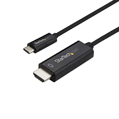 StarTech.com Cable de 1m USB C a HDMI - Cable Adaptador de Vídeo USB Tipo C a HDMI 2.0 4K de 60Hz - Compatible con Thunderbolt 3 - Portátil a Monitor HDMI - Modo Alt DP 1.2 HBR2 - Negro (CDP2HD1MBNL)