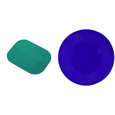 Dycem Non Slip Rectangular Pad 25 x 18 cm, Green, Precut Adhering Pad, Grip Assistance & Performance Health Non Slip Round Pad 14 cm, Blue, Precut Adhering Pad