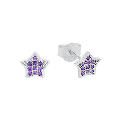 Amor boucles d'oreilles en argent 925 sterling pour les enfants, avec zirconium synthétisé, 0,6 cm, argent, étoile, Livré dans une boîte cadeau,