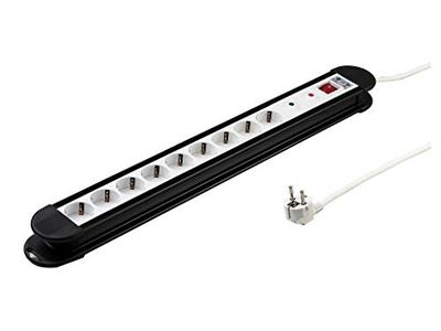 Base múltiple 9 Tomas con protección, Interruptor, Cable; Ideal para conectar Varios Dispositivos y Proteger de sobrecargas.