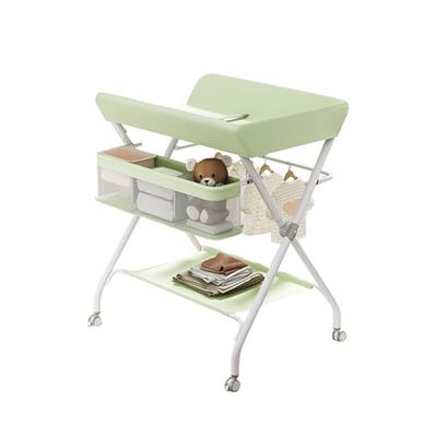 GarveeMore Cambiador portátil, Plegable, Cambiador con Cesta de Almacenamiento, Cambiador para Cambiar pañales, cómoda para recién Nacidos y niños pequeños, Carga máxima de 25 kg