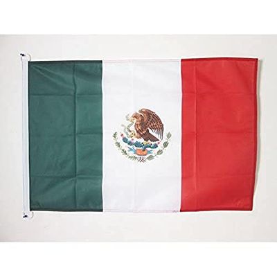 AZ FLAG Bandera de MÉXICO 90x60cm Uso Exterior - Bandera Mexicana 60 x 90 cm Anillos