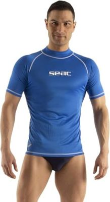 Seac T-Sun Short Man, Maglia protettiva Rash Guard per snorkeling e nuoto anti UV, blu, XL