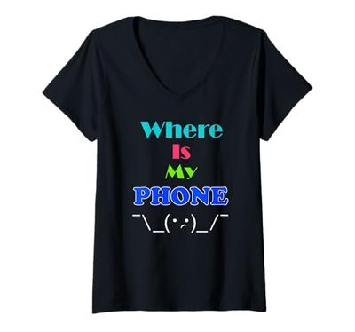 Mujer Camiseta Dónde está mi teléfono Camiseta Cuello V