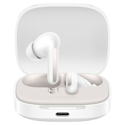 Xiaomi Redmi Buds 6, Bluetooth-hoofdtelefoon, dual-driver-design, actieve ruisonderdrukking, dubbele microfoon met geïntegreerde AI, lange batterijduur tot 42 uur, touch-bediening, wit