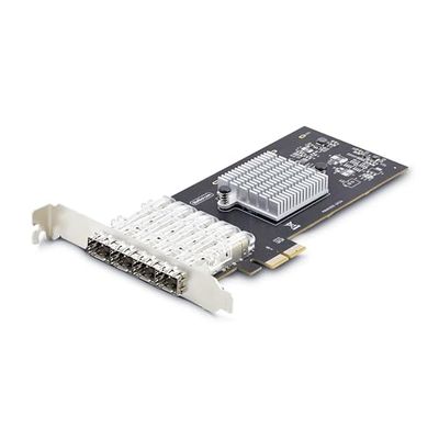 StarTech.com Scheda di rete SFP GbE a 4 porte, PCIe 2.0 x2 (Compatibile x4, x8, x16), Intel I350-AM4, NIC Gbit Ethernet a quattro porte