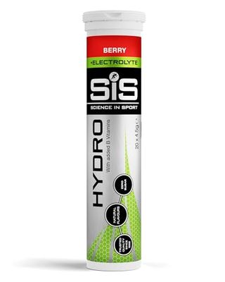 Science in Sport Hydro Électrolytes Hydratation sans Sucre - 20 Tablettes Saveur Baies - Vegan & sans Gluten, avec Sodium, Calcium, Potassium & Magnésium pour un Équilibre Électrolytique