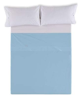 SABANA ENCIMERA color azul celeste - Cama de 200 100% algodón - 144 hilos. Gramage: 115