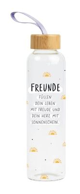 Grafik-Werkstatt Borraccia in vetro con scritta divertente | con passante per manico | 550 ml | Amici