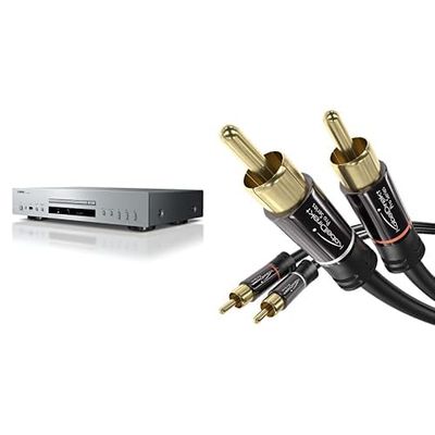 Yamaha CD-S303 - Lettore CD con DAC ad Alte Prestazioni da 192 kHz/24 bit, Pure Direct, Porta USB, Supporto Audio ad Alta Risoluzione, Argento & KabelDirekt – 1m Cavo RCA, PRO Series