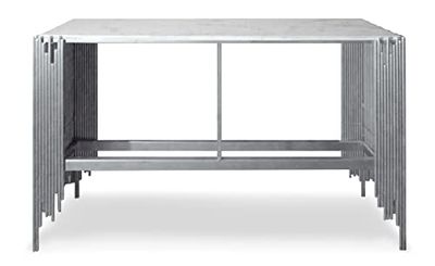 Console Design Falbala Marbre Blanc et Métal Argent
