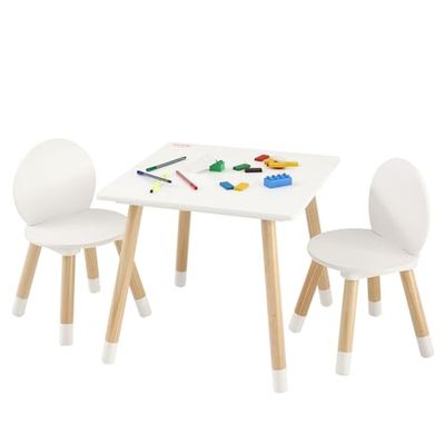 VEVOR Mobili per Bambini 1 Tavolo + 2 Sedie 500x500x437 mm 282x282x480 mm, Tavolino con Sedie per Cameretta Sala di Gioco per Bambini da Studiare Mangiare Giocare per Asilo Nido Bambini da 2 a 8 Anni