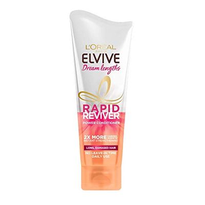 L'Oreal Paris Elvive Dream Lengths Rapid Reviver Power Conditioner, Nourishing & Strengthening Treatment, Enriched with Castor Oil, For Long, Damaged Hair 180ml