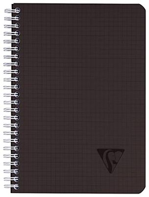 Clairefontaine - Ref 329507C - Cuaderno Linicolor con alambre (180 páginas) - Tamaño A5, papel vitela cepillado de 90 g/m², cubierta Polypro, regla cuadrada - cubierta negra