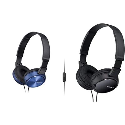 Sony MDR-ZX310 - Cuffie on-ear, Blu & MDR-ZX110AP - Cuffie on-ear con microfono, Nero