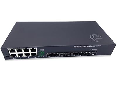 Elfcam® - Gigabit Ethernet Switch 8 x 1G SFP Portas, 8 x Portas Gigabit Ethernet 10/100/1000Mbps, Unmanaged Plug-and-Play ( 8 SFP Portas )
