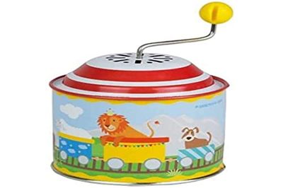 Lena- x Boîte à Musique Le Petit Train d'env. 10,5 x 7,5 cm, avec mélodie Le Printemps, Rotatif pour Enfants à partir de 18 Mois, Orgue avec Motif de Chemin de Fer, 52751, Multicolore